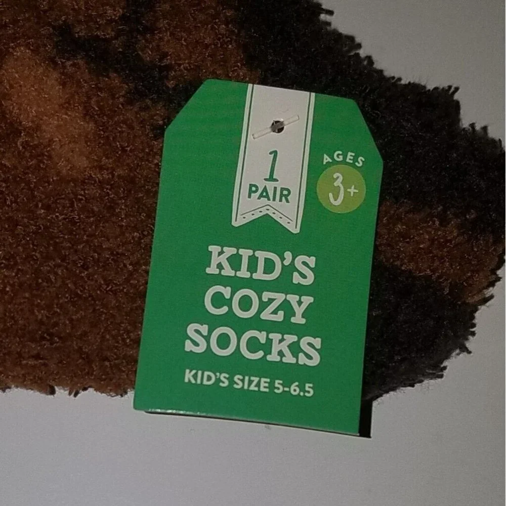 NEW 4 Pairs Brown Deer Kids Toddler Cozy Socks Fuzzy Size 5-6.5 Lot Reindeer